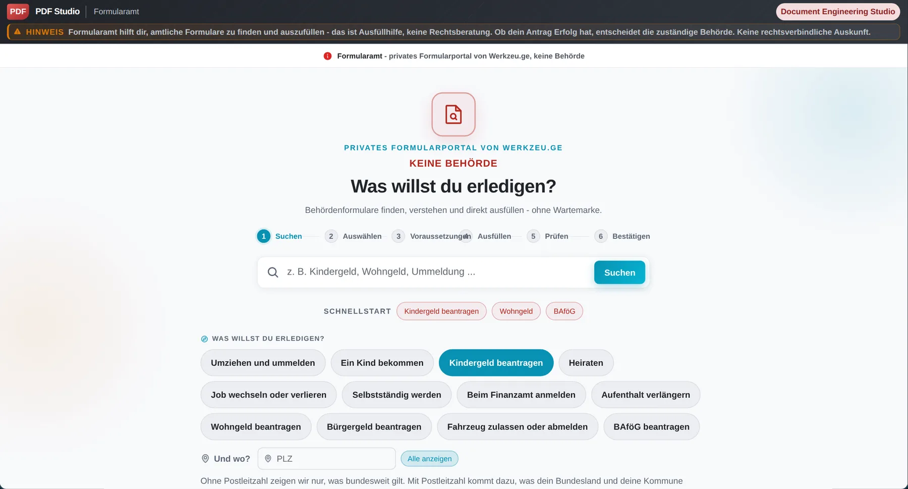 Formularamt: Weiterkommen. Dein Anliegen ist mehr als ein Formularname.