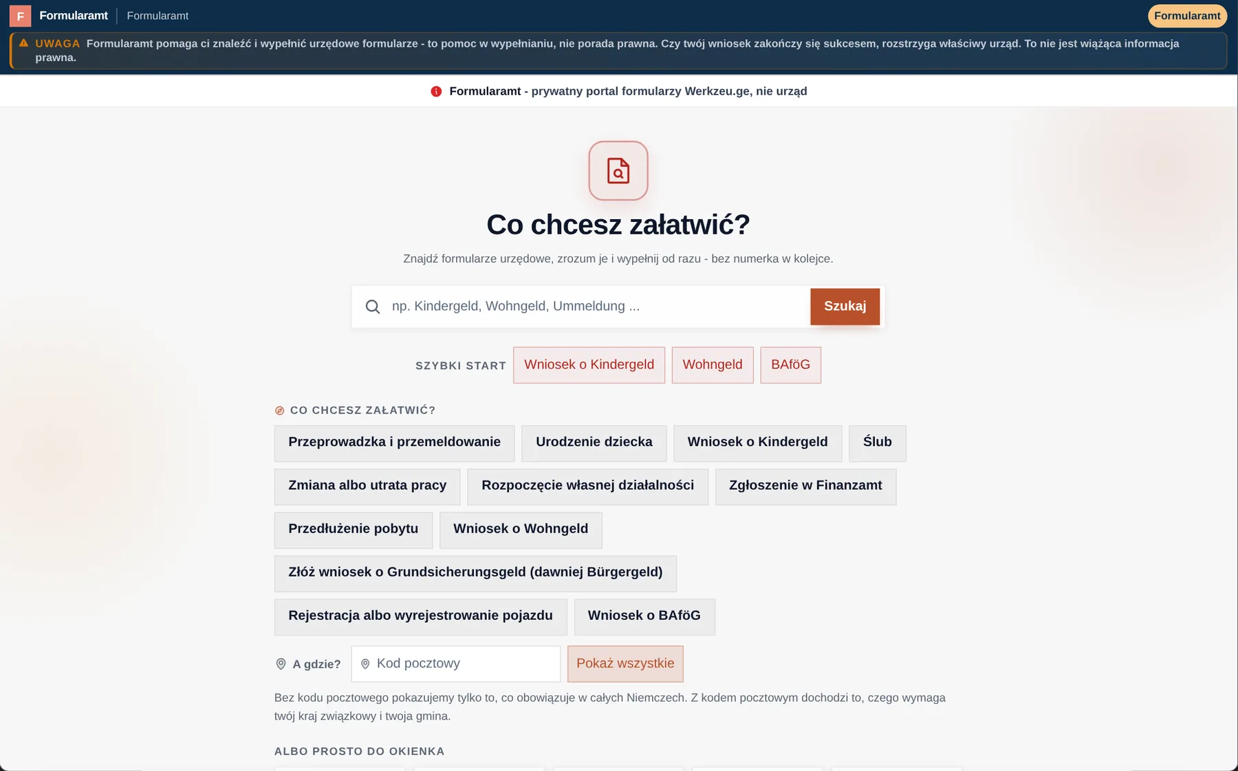 Formularamt: Znajdź. Ty znasz swoją sprawę. My pokazujemy, jak zacząć.